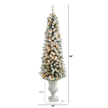 Load image into Gallery viewer, 5.5&#39; Flocked Pencil Artificial Christmas Tree w/ 200 Clear Lights
