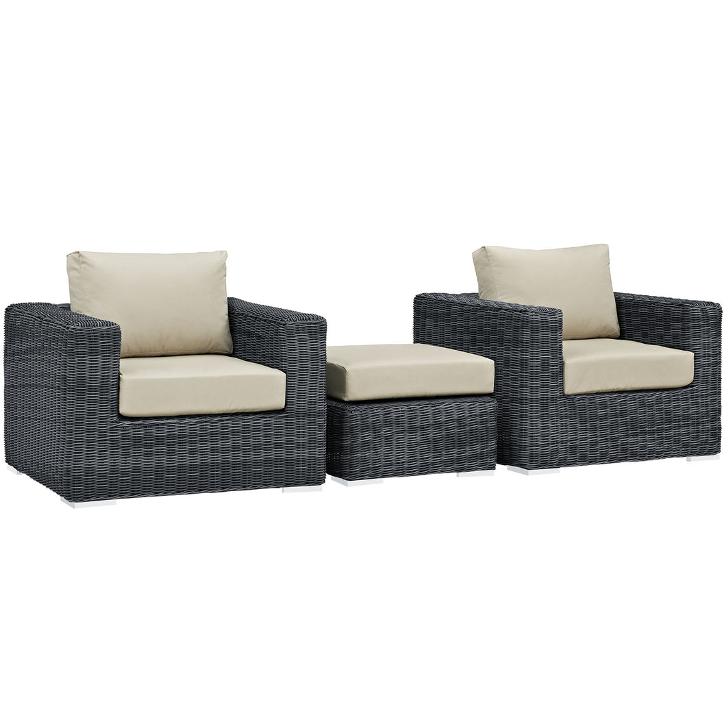 Summon 3 Piece Outdoor Patio Sunbrella¨ Sectional Set by Modway