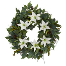 Load image into Gallery viewer, 23&quot; Mixed Ruscus, Lily, Fittonia and Berries Artificial Wreath
