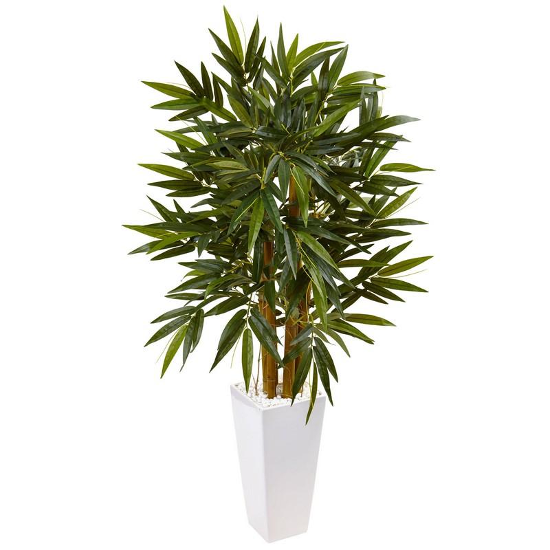 4' Bamboo Tree in White Tower Planter