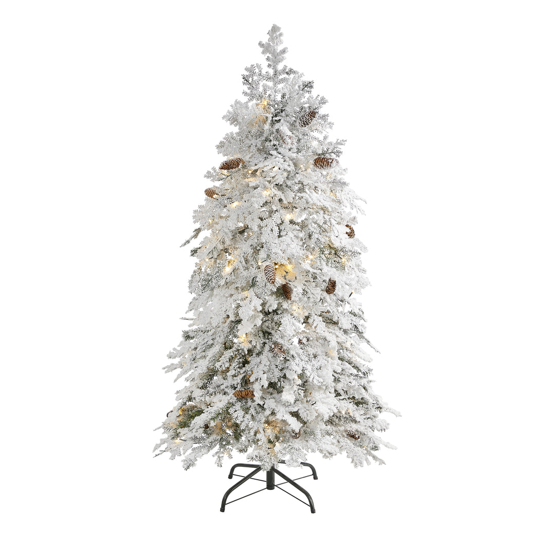 5' Flocked Montana Down Swept Spruce Artificial Christmas Tree