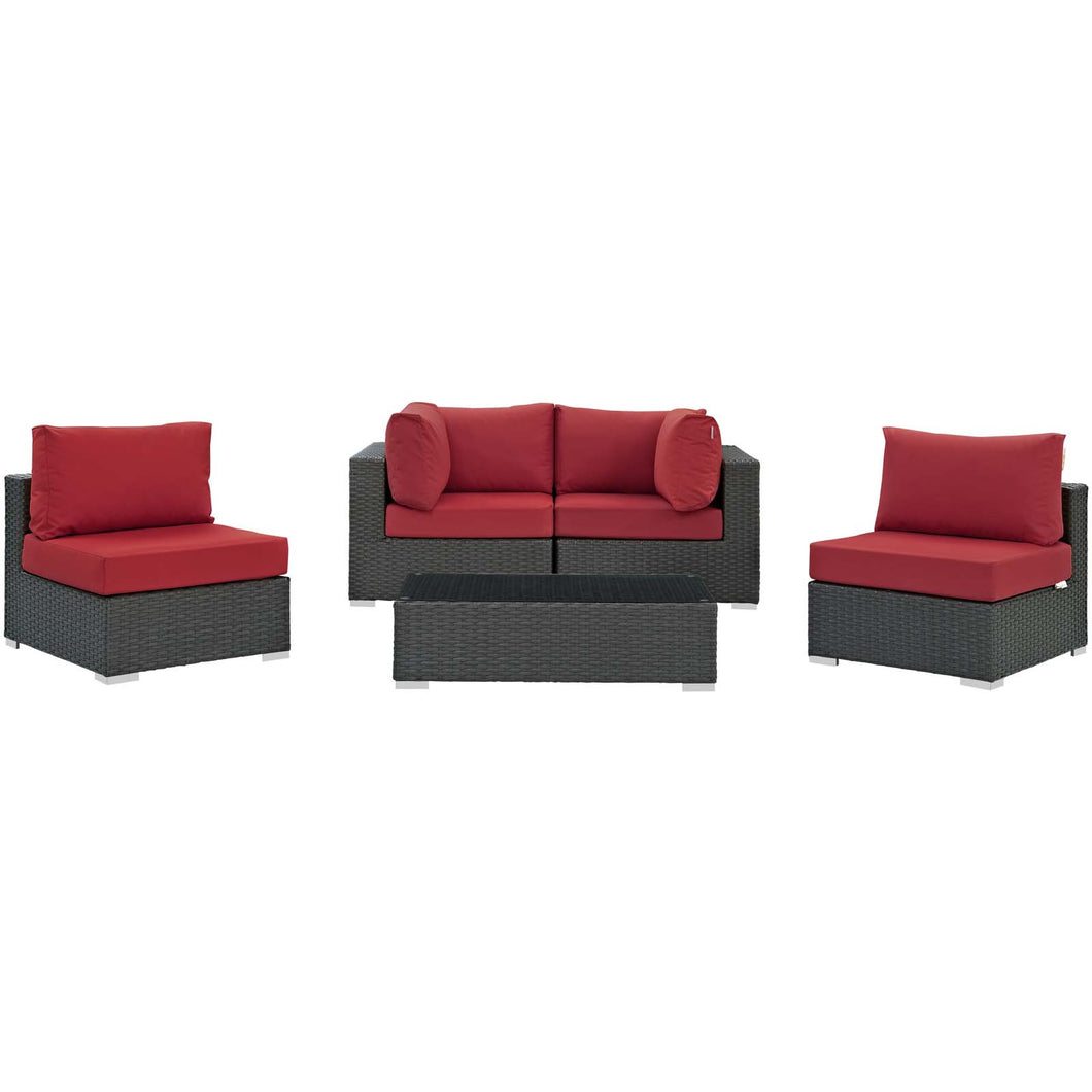 Sojourn 5 Piece Outdoor Patio Sunbrella¨ Sectional Set by Modway