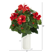 Load image into Gallery viewer, 20&quot; Hibiscus Artificial Plant Artificial Plant in White Planter

