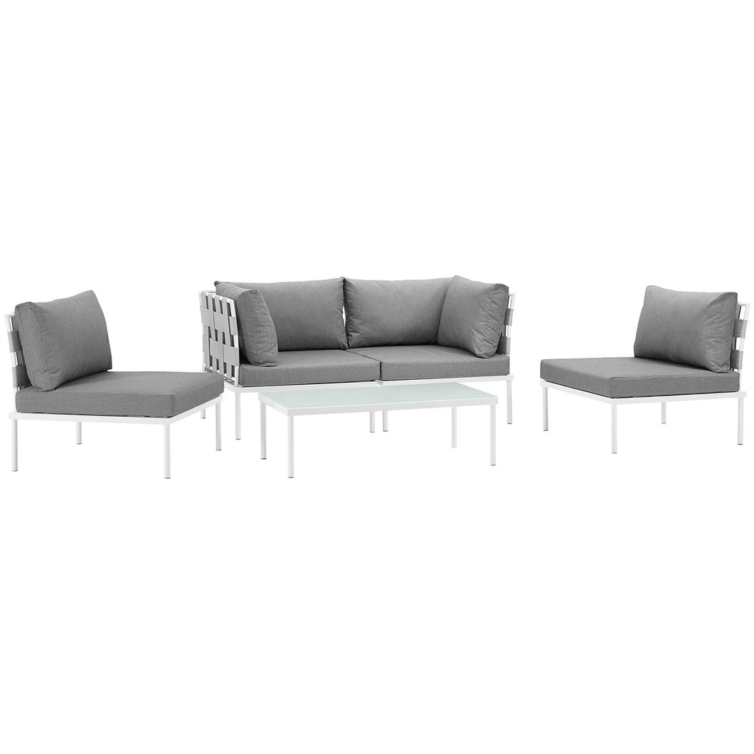 Harmony 5 Piece Outdoor Patio Aluminum Sectional Sofa Set by Modway