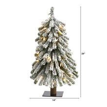 Load image into Gallery viewer, 2&#39; Flocked Gr&amp; Alpine Artificial Christmas Tree w/35 Clear Lights &amp; 111 Bendable
