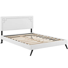 Load image into Gallery viewer, Ruthie Vinyl Full Platform Bed with Round Splayed Legs by Modway
