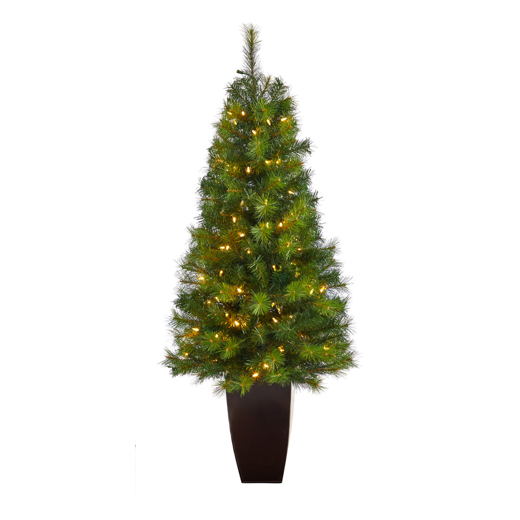 5' Green Valley Pine Artificial Christmas Tree w/ 100 Warm White LED Lights
