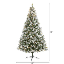 Load image into Gallery viewer, 9&#39; Flocked Oregon Pine Artificial Christmas Tree with 600 Clear Lights
