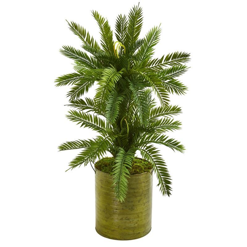 2.5' Double Cycas Artificial Plant in Metal Planter