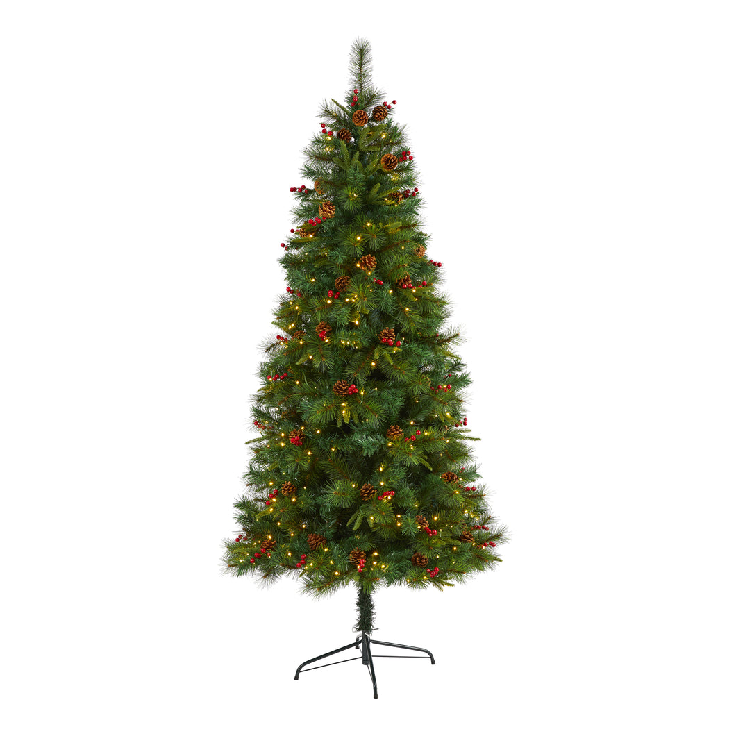 7' Mixed Pine Artificial Christmas Tree w/ 350 Clear LED Lights
