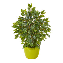 Load image into Gallery viewer, 16" Mini Ficus Artificial Tree in Green Planter
