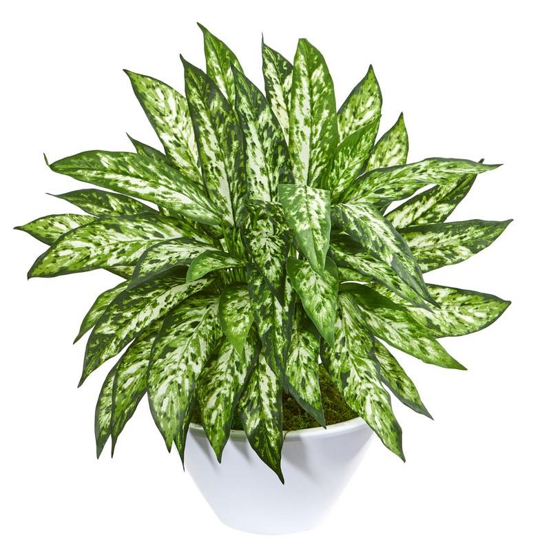 21' Aglonema Artificial Plant in White Vase