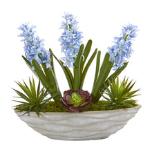 Load image into Gallery viewer, 15&quot; Hyacinth and Succulent Artificial Plant in Decorative Planter
