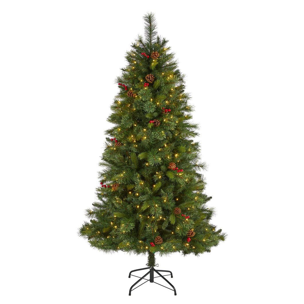 6' Aberdeen Spruce Artificial Christmas Tree w/ 350 Clear LED Lights