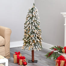Load image into Gallery viewer, 4&#39; Flocked Gr&amp; Alpine Artificial Christmas Tree w/ 100 Clear Lights
