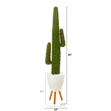 Load image into Gallery viewer, 5.5&#39; Cactus Artificial Plant in White Planter with Stand

