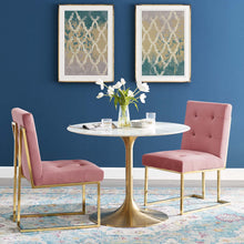 Load image into Gallery viewer, Privy Gold Stainless Steel Performance Velvet Dining Chair Set of 2 by Modway

