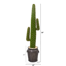 Load image into Gallery viewer, 59&quot; Cactus Artificial Plant in Metal Planter
