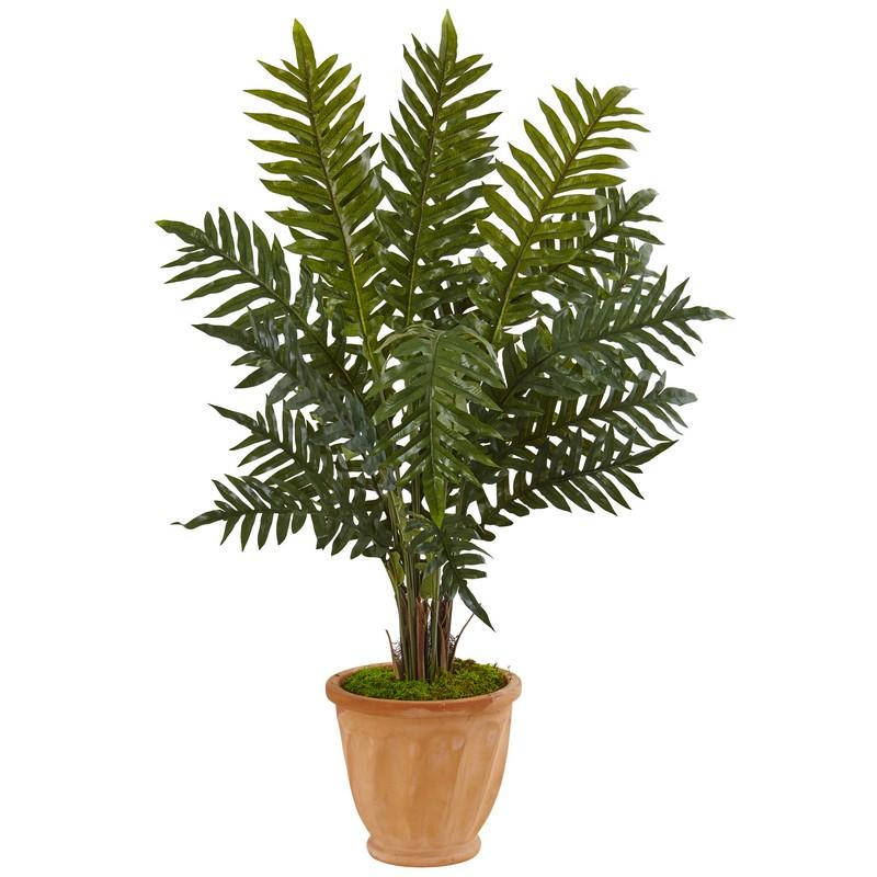 4' Evergreen Plant In Terracotta Planter 6317 By Nearly Natural