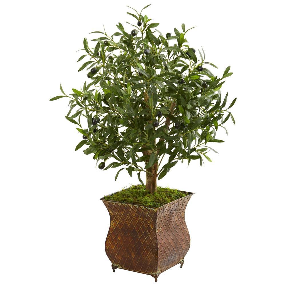 Nearly Natural 2.5' Olive Artificial Tree In Metal Planter 9220