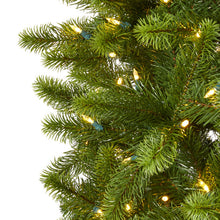 Load image into Gallery viewer, 8&#39; Slim Virginia Spruce Artificial Christmas Tree w 600 Warm White LED Lights
