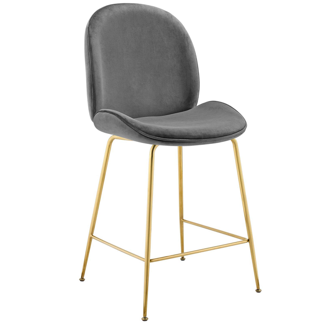 Scoop Gold Stainless Steel Leg Performance Velvet Counter Stool by Modway