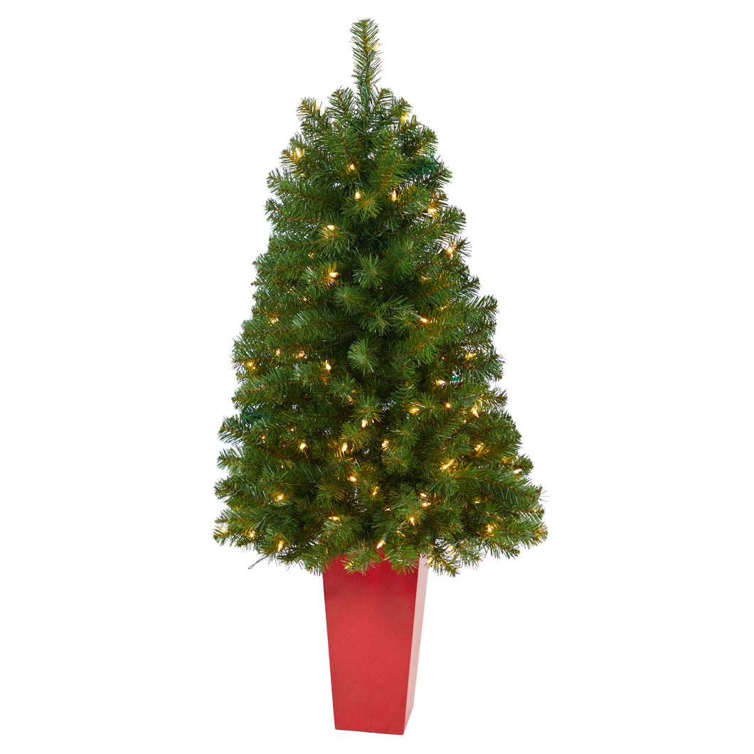 4.5' Virginia Fir Artificial Christmas Tree w/ 100 Clear Lights & 223 Bendable
