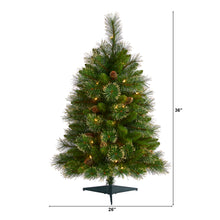 Load image into Gallery viewer, 3&#39; Golden Tip Washington Pine Artificial Christmas Tree w/ 50 Clear Lights
