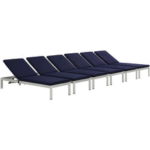 Load image into Gallery viewer, Shore Outdoor Patio Aluminum Chaise with Cushions Set of 6 by Modway

