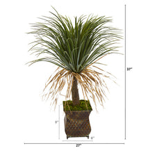 Load image into Gallery viewer, 37&quot; Pony Tail Palm Artificial Plant in Decorative Metal Planter
