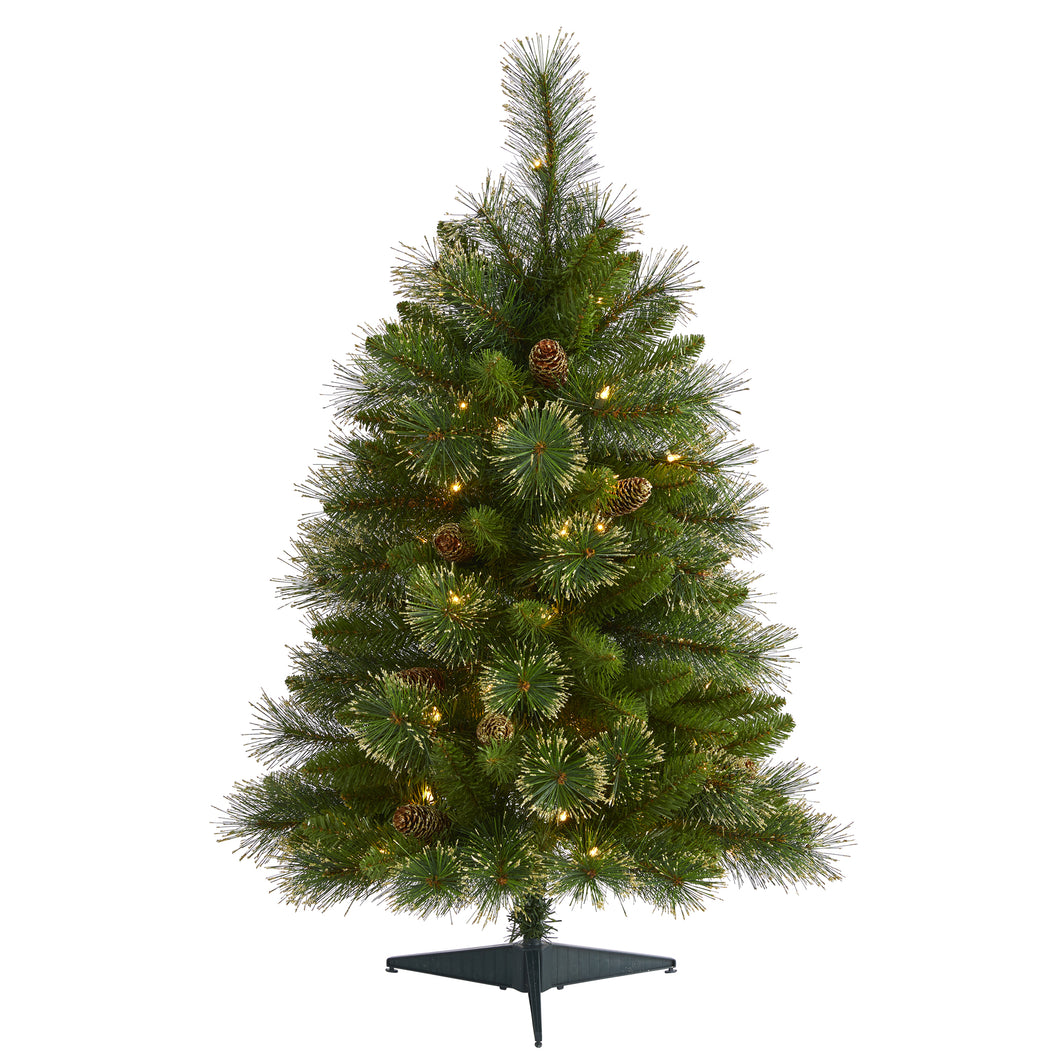 3' Golden Tip Washington Pine Artificial Christmas Tree w/ 50 Clear Lights