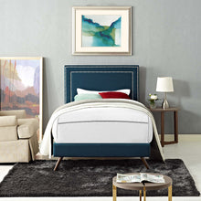 Load image into Gallery viewer, Virginia Fabric Twin Platform Bed with Round Splayed Legs by Modway
