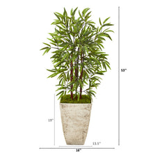 Load image into Gallery viewer, 53&quot; Bamboo Artificial Tree in Country White Planter
