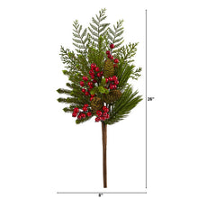Load image into Gallery viewer, 26&quot; Mixed Pine, Pinecone and Berry Artificial Plant (Set of 3)
