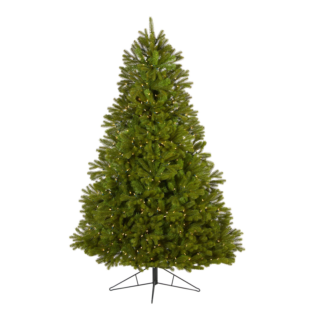 7' Cambridge Spruce Flat Back Artificial Christmas Tree w/ 500 Warm White