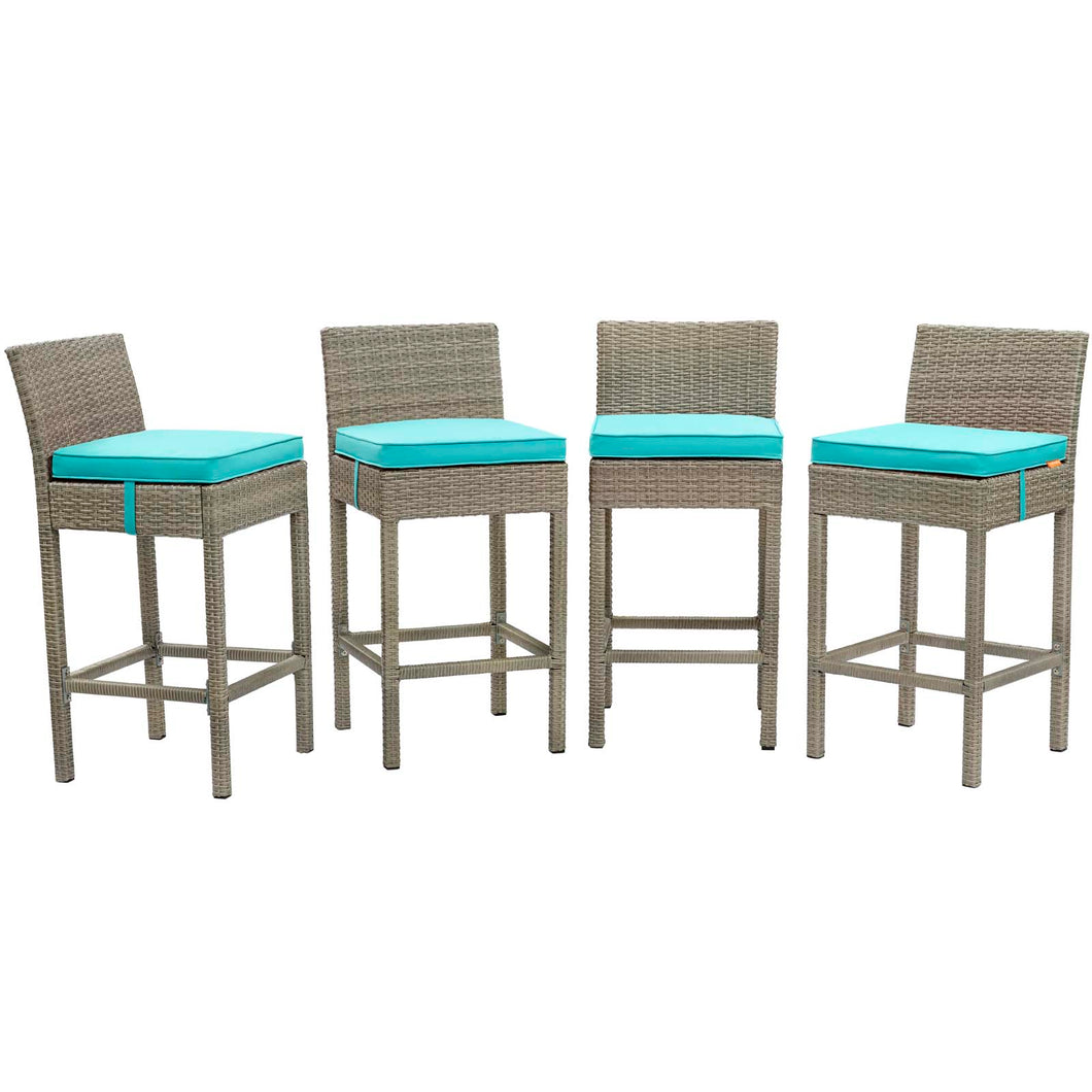 Conduit Outdoor Patio Wicker Rattan Bar Stool Set of 4 by Modway