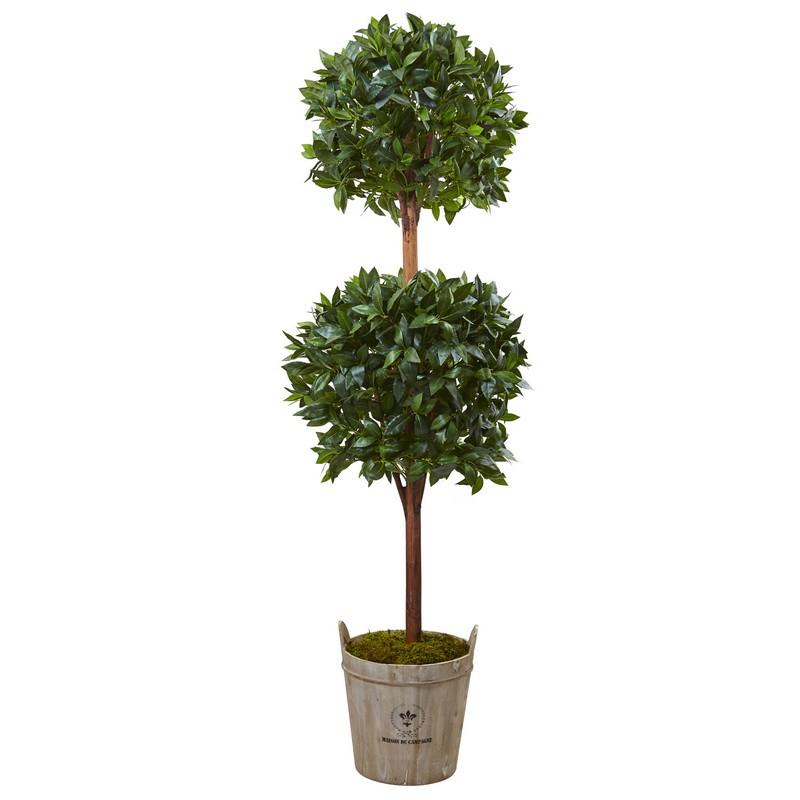 6' Double Ball Topiary Tree with European Barrel Planter