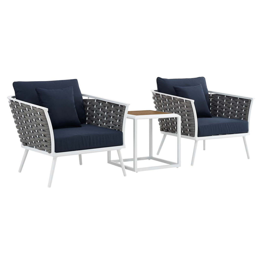 Stance 3 Piece Outdoor Patio Aluminum Sectional Sofa Set by Modway