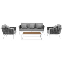 Load image into Gallery viewer, Stance 4 Piece Outdoor Patio Aluminum Sectional Sofa Set by Modway
