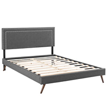 Load image into Gallery viewer, Virginia Fabric Queen Platform Bed with Round Splayed Legs by Modway
