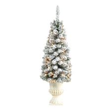 Load image into Gallery viewer, 3' Flocked Pencil Artificial Christmas Tree w/ 50 Clear Lights &amp; 132 Bendable
