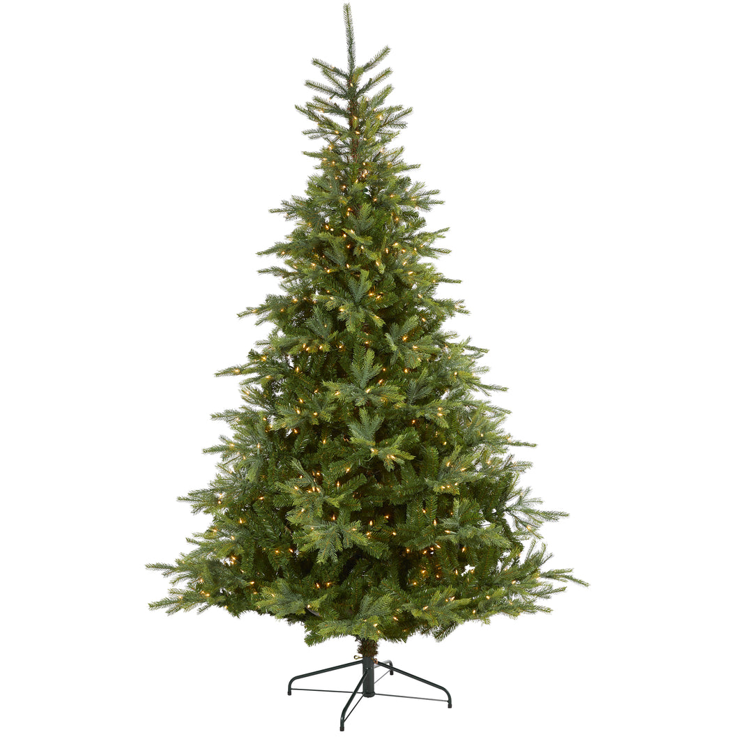 8' North Carolina Spruce Artificial Christmas Tree w 650 Clear Lights