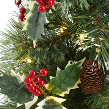 Load image into Gallery viewer, 18&#39; Mixed Pine Artificial Christmas Tree w/ Holly Berries, Pinecones
