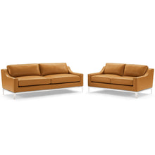 Load image into Gallery viewer, Harness Stainless Steel Base Leather Sofa and Loveseat Set by Modway
