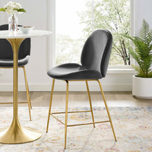 Load image into Gallery viewer, Scoop Gold Stainless Steel Leg Performance Velvet Counter Stool by Modway
