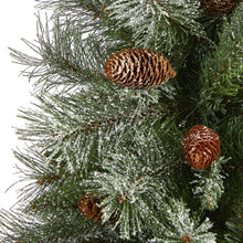 Load image into Gallery viewer, 3&#39; Snowed French Alps Mountain Pine Artificial Christmas Tree w/ 135 Bendable
