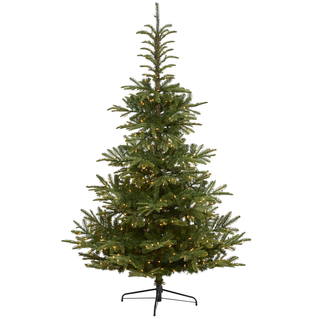 7.5' Layered Washington Spruce Artificial Christmas Tree w 550 Clear LED Lights