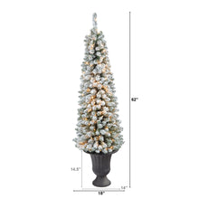 Load image into Gallery viewer, 62&#39; Flocked Pencil Artificial Christmas Tree w/ 200 Clear Lights
