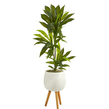 Load image into Gallery viewer, 46&quot; Dracaena Artificial Plant in White Planter with Stand (Real Touch)
