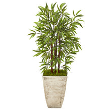Load image into Gallery viewer, 53&quot; Bamboo Artificial Tree in Country White Planter

